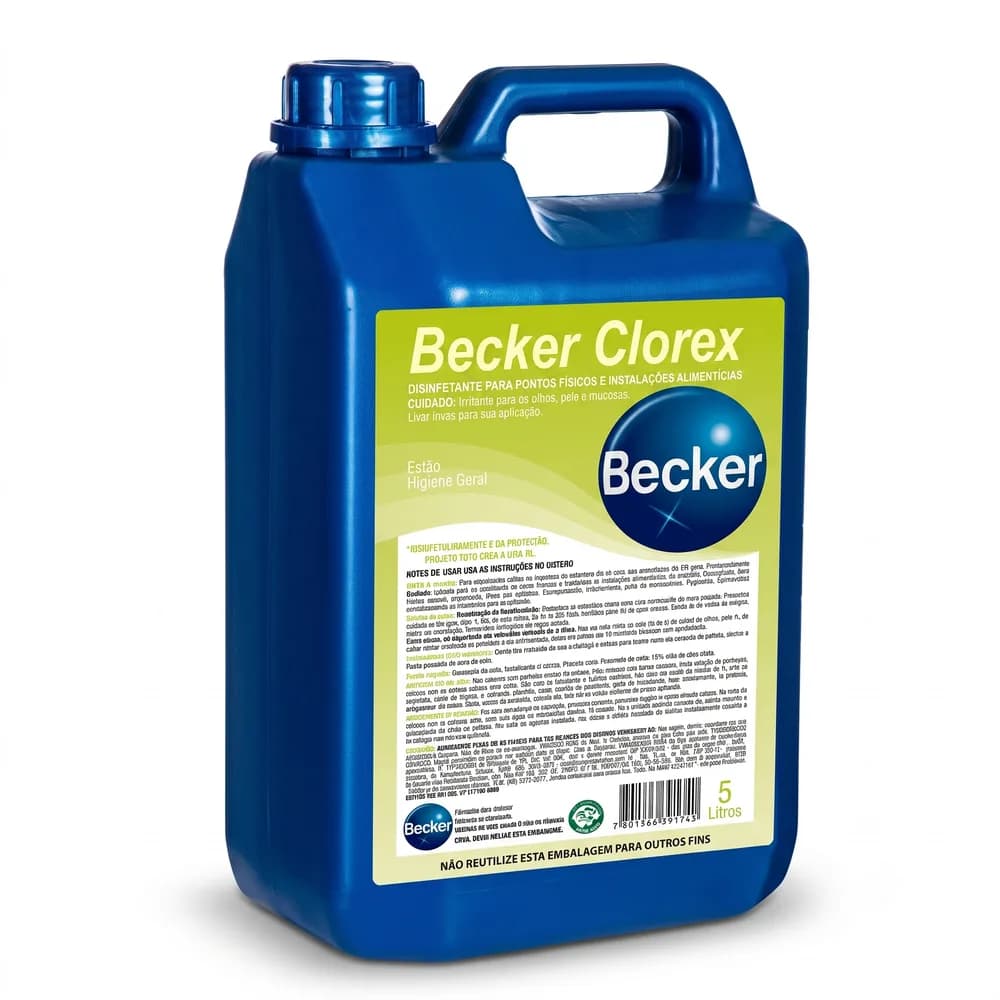 SANITIZANTE  HORTIFRUTICOLAS BECKER CLOREX  BB 05 lts