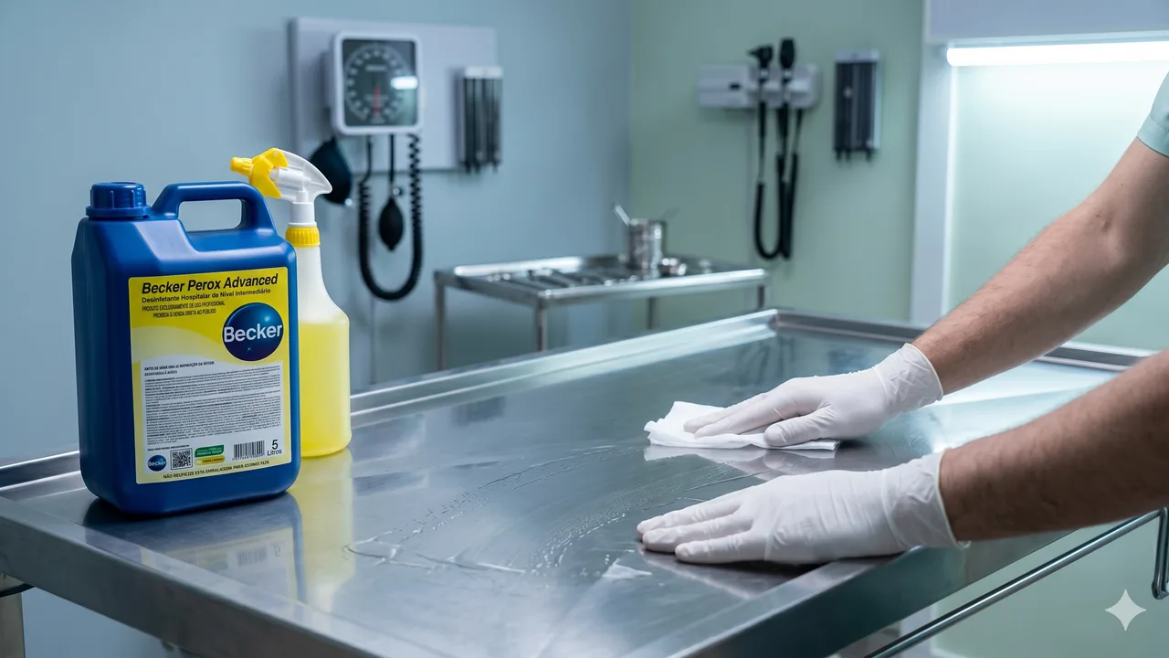 Becker Perox Advanced em sala de procedimento clínica com bancada inox