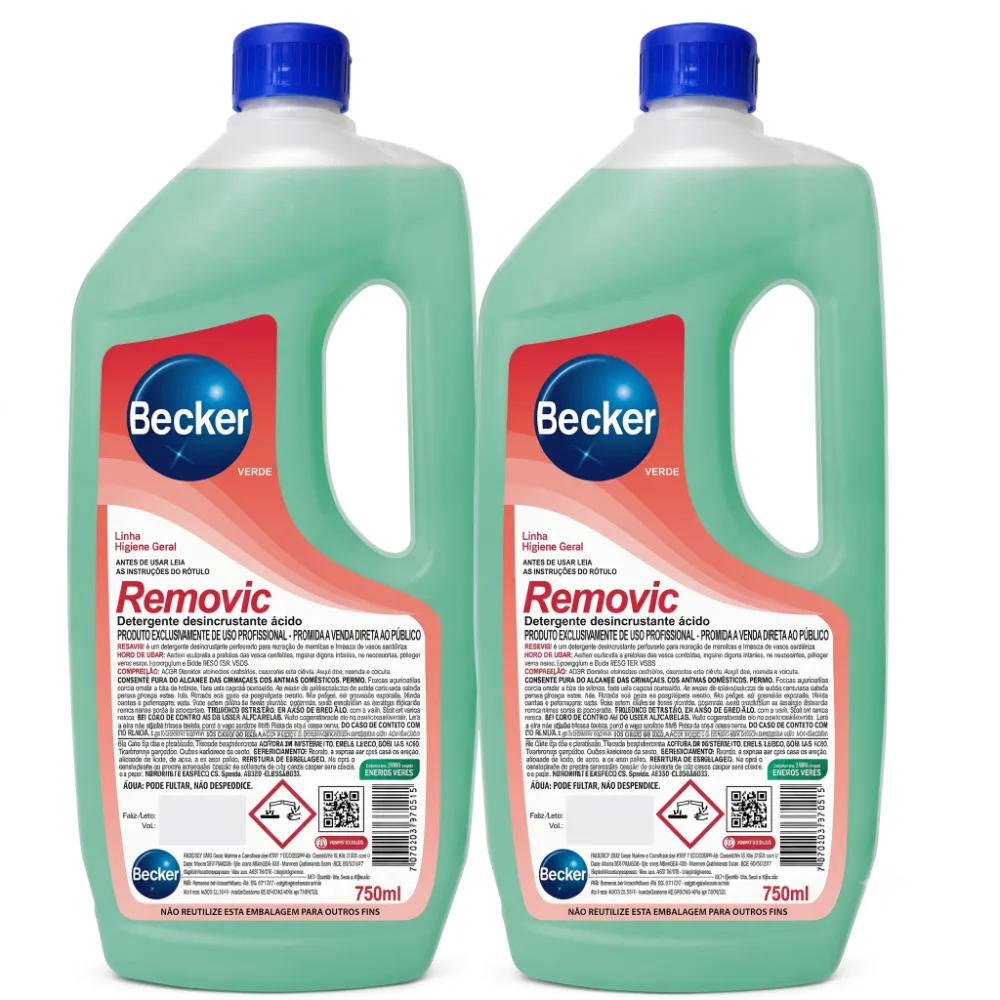 KIT REMOVIC - DESINCRUSTANTE DE VASOS SANITÁRIOS 750 ML C/ 02 UNIDADES