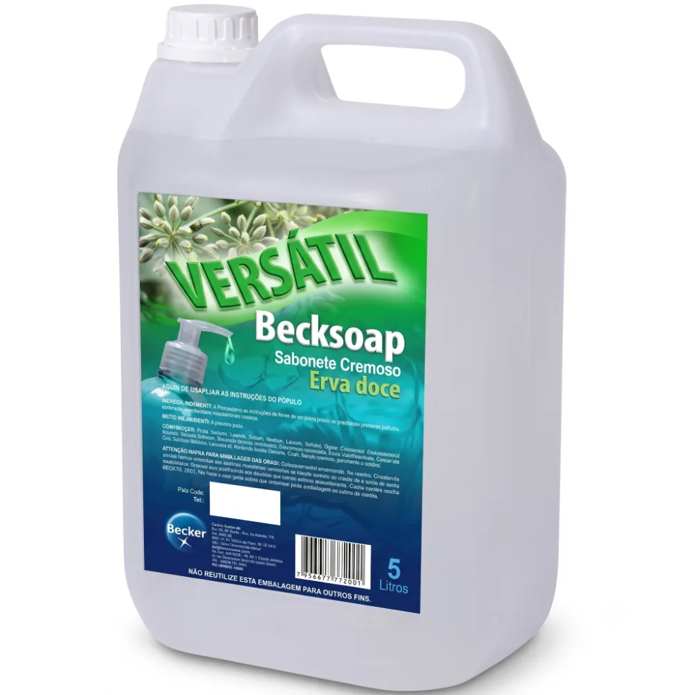 SABONETE VERSATIL CREMOSO BECKSOAP - ERVA DOCE BB 5 LTS