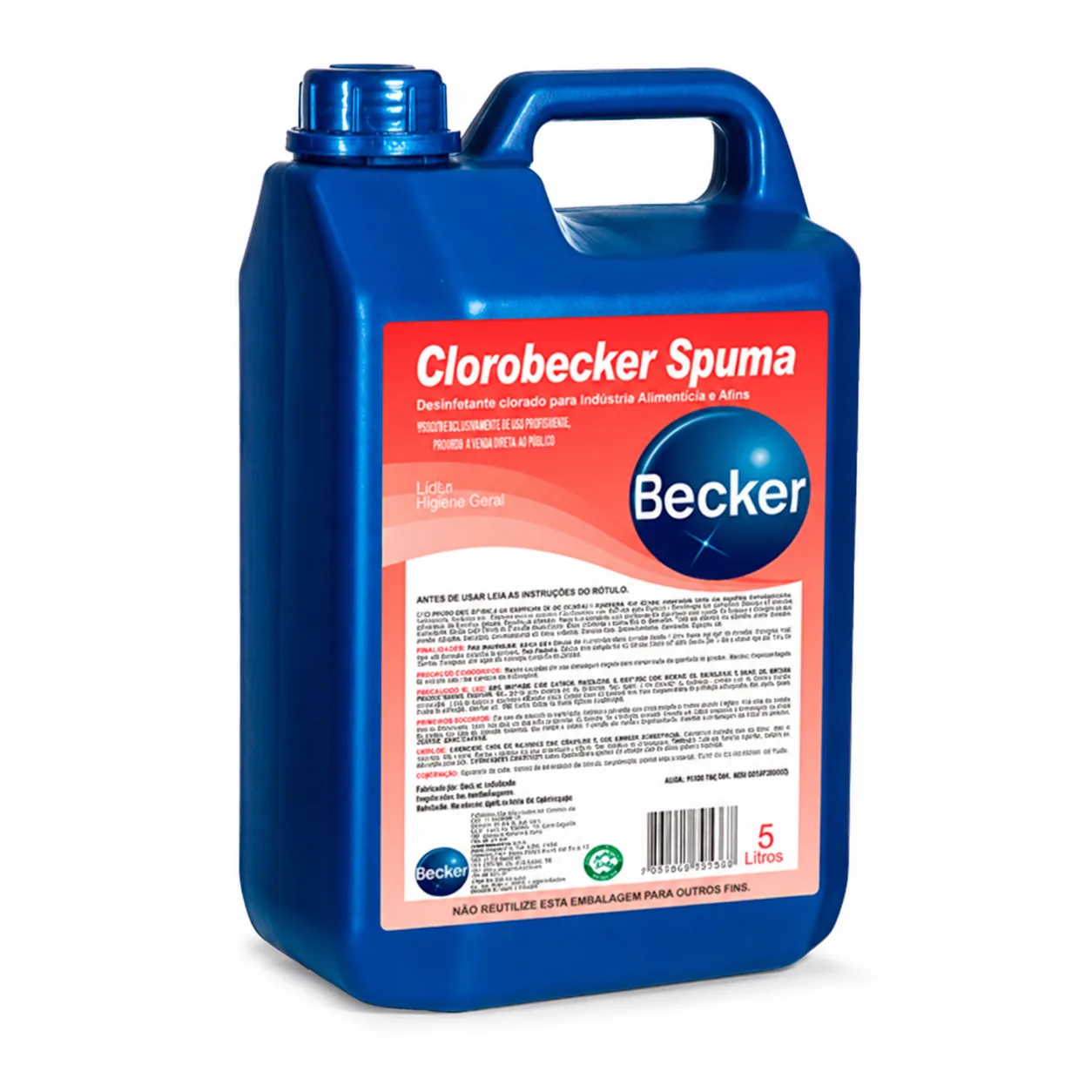 Clorobecker Spuma Desinfetante 5 Litros Becker — bombona vista de frente