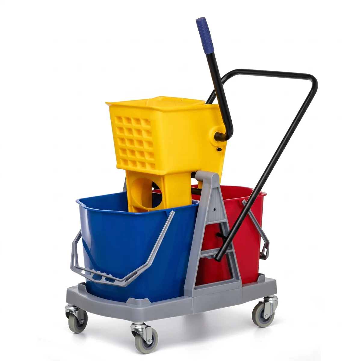 BALDE ESPREMEDOR 34l (balde duplo azul e verm., espremedor e alavanca/manopla azul) cinza - Nobre