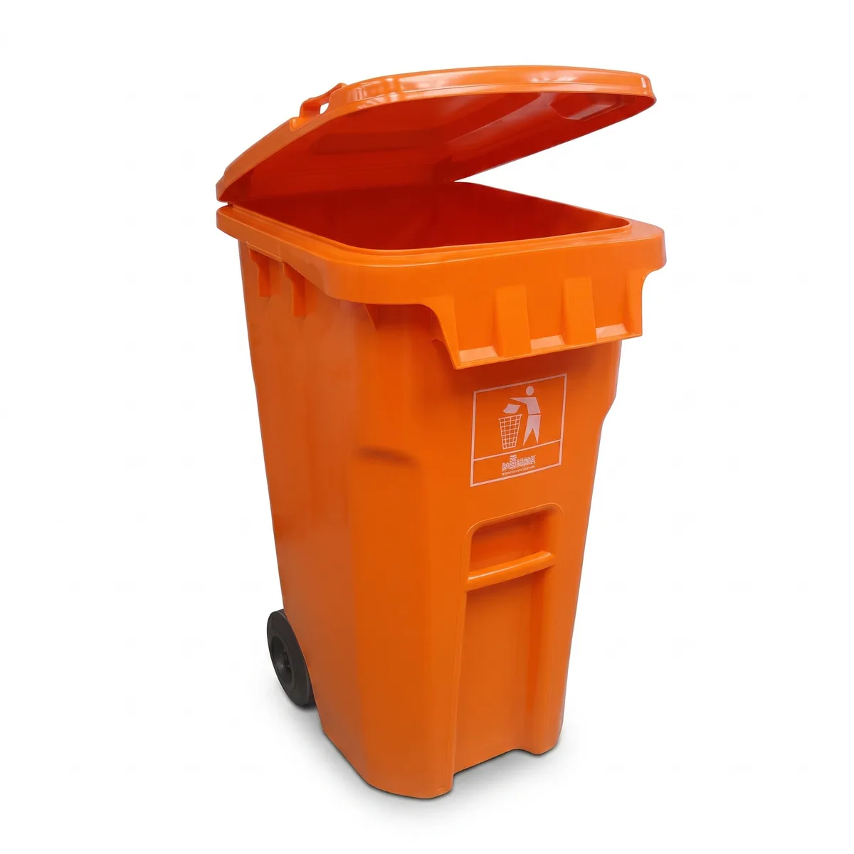COLETORA PLASTICA 240l. c/rodas - LARANJA Modelo Americano
