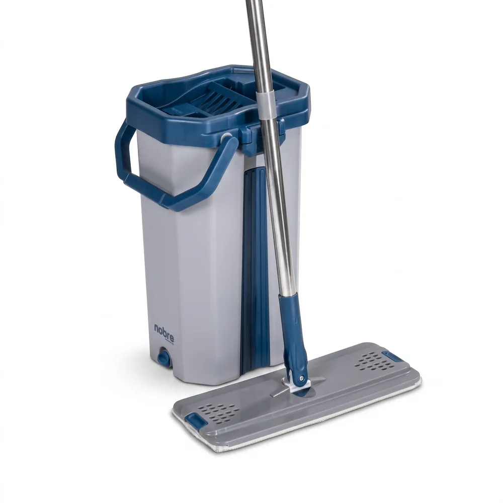 FLAT MOP (balde 7l azul, c/espremedor, e 1 refil de microfibra) LJI-001 - Nobre