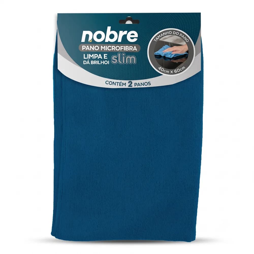 Pano de microfibra 40x60cm (pacote c/2unid.) AZUL- Nobre